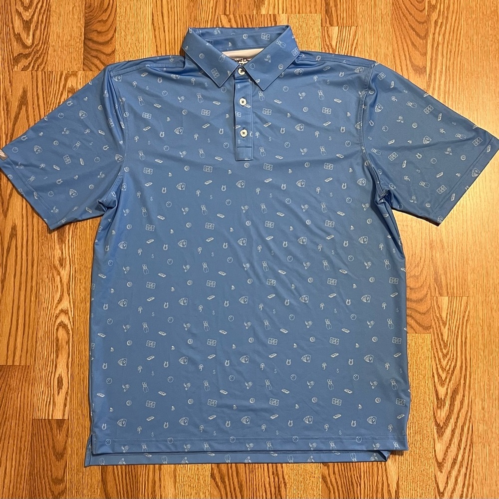 Men's Blue Patterned Polo Shirt